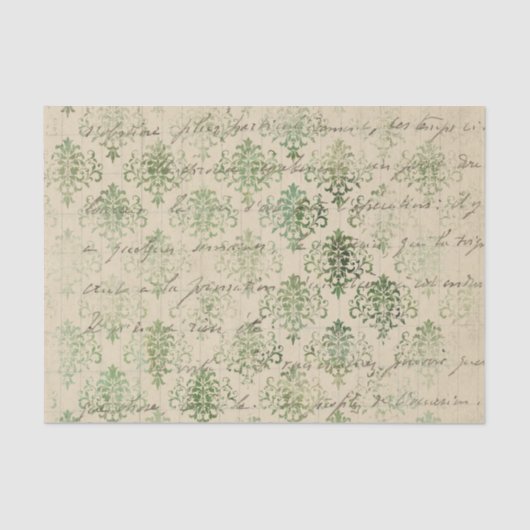 Verstoorde Groene Damask Tissuepapier (Voorkant)