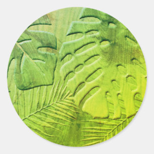 Verstoorde groene houten olie ronde sticker