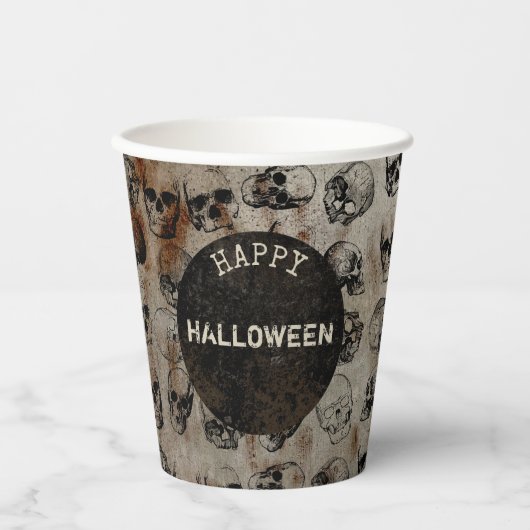 Verstoorde Happy Halloween Party  Skulls Papieren Bekers (Voorkant)