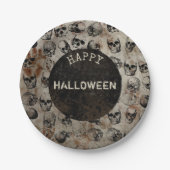 Verstoorde Happy Halloween Party  Skulls Papieren Bordje (Voorkant)