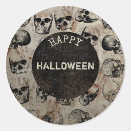 Verstoorde Happy Halloween Party  Skulls Ronde Sticker