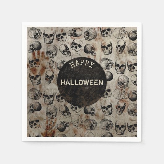 Verstoorde Happy Halloween Party  Skulls Servet (Voorkant)