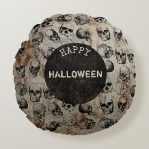 Verstoorde Happy Halloween  Skulls Rond Kussen