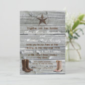 Verstoorde hout Cowboy Boots - Weddenschap Kaart (Staand voorkant)