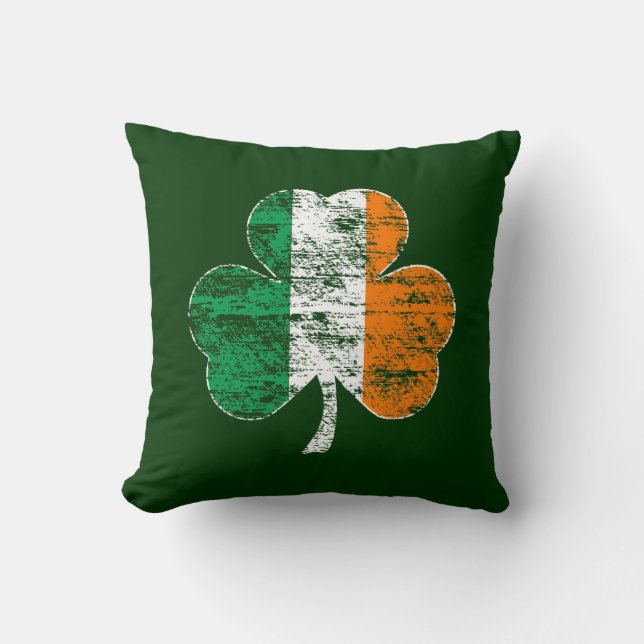 Verstoorde Ierse vlag Shamrock Pillow Kussen (Voorkant)
