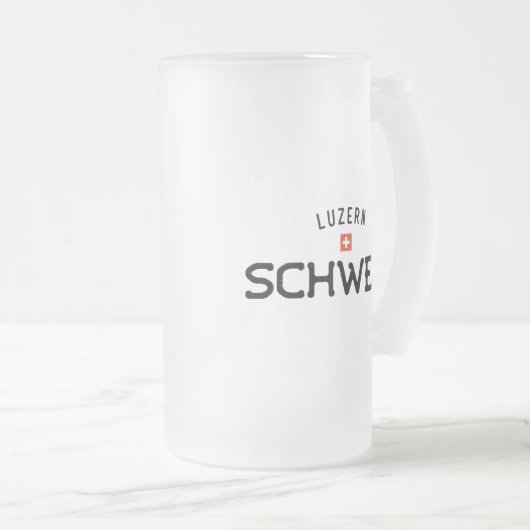 Verstoorde Luzern Schweiz (Luzerne Zwitserland) Matglas Bierpul (Voorkant rechts)
