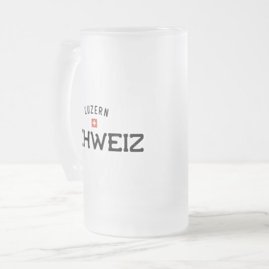 Verstoorde Luzern Schweiz (Luzerne Zwitserland) Matglas Bierpul (Voorkant links)