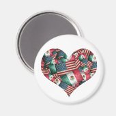 Verstoorde Mexicaanse/Amerikaanse vlaggen - Hartvo Magneet (Voorkant / Achterkant)
