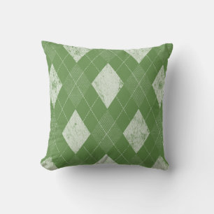 Verstoorde monochrome argyle Green Kussen