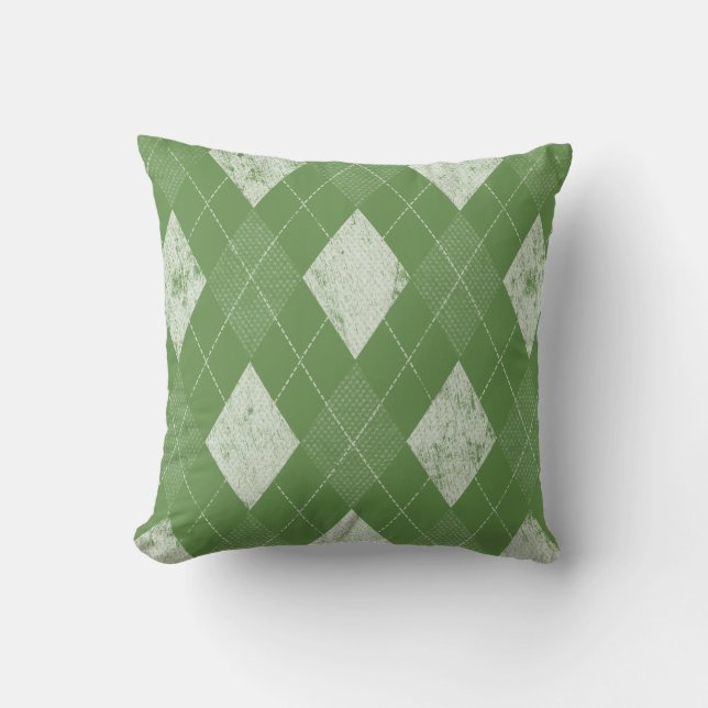 Verstoorde monochrome argyle Green Kussen (Voorkant)