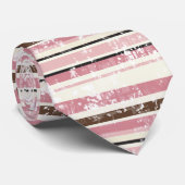 Verstoorde neopolitan roze bruin crème gestreept S Stropdas (Opgerold)