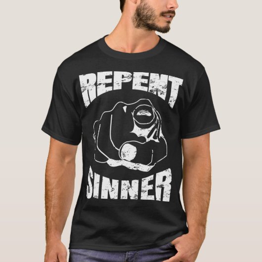 Verstoorde reactie Sinner Funny Christelijke Bijbe T-shirt (Voorkant)