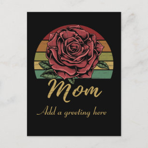 Verstoorde Retro Sunset Red Rose mama Briefkaart
