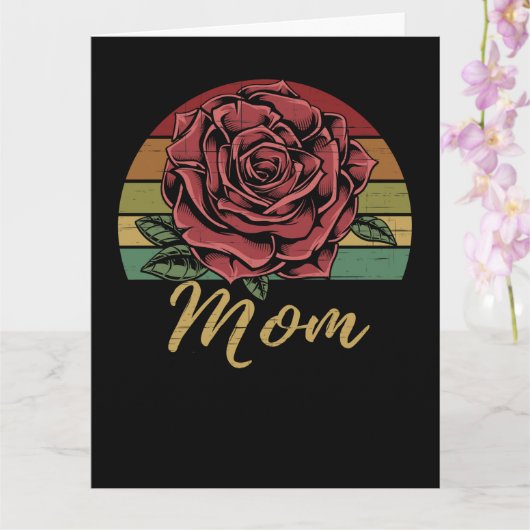 Verstoorde Retro Sunset Red Rose mama Kaart (Orchidee)