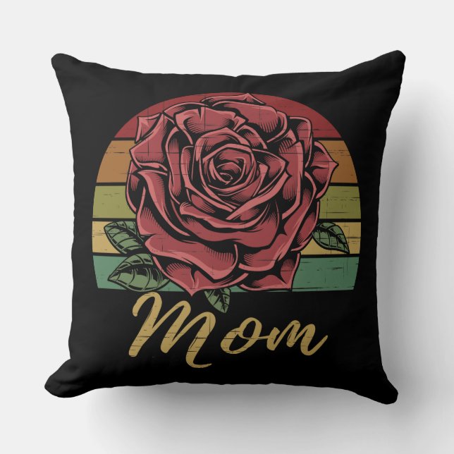 Verstoorde Retro Sunset Red Rose mama Kussen (Voorkant)