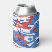 Verstoorde rode witte en blauwe Camo Blikjeskoeler (Blikje Voorkant)