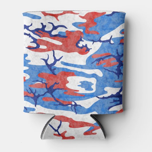 Verstoorde rode witte en blauwe Camo Blikjeskoeler (Voorkant)