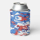 Verstoorde rode witte en blauwe Camo Blikjeskoeler (Blikje Achterkant)