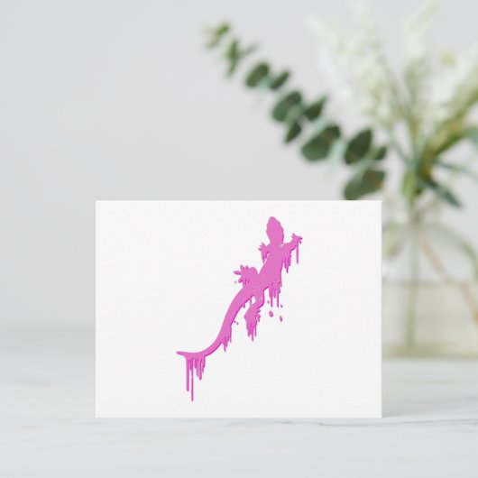 Verstoorde roze salamander met verfdrukking briefkaart (Staand voorkant)