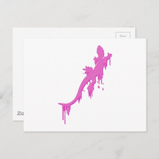 Verstoorde roze salamander met verfdrukking briefkaart (Voorkant / Achterkant)