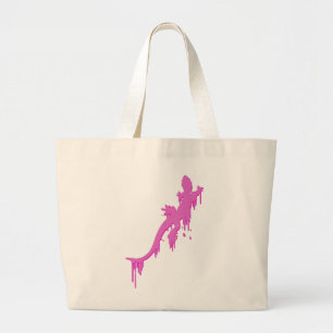 Verstoorde roze salamander met verfdrukking grote tote bag