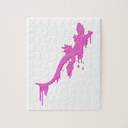 Verstoorde roze salamander met verfdrukking legpuzzel (Verticaal)