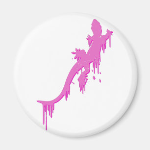 Verstoorde roze salamander met verfdrukking magneet