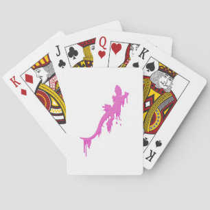 Verstoorde roze salamander met verfdrukking pokerkaarten