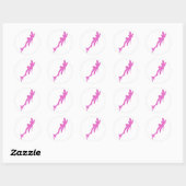 Verstoorde roze salamander met verfdrukking ronde sticker (Vel)