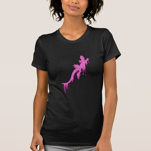 Verstoorde roze salamander met verfdrukking t-shirt (Voorkant)
