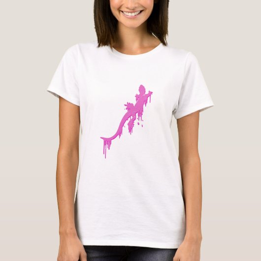 Verstoorde roze salamander met verfdrukking t-shirt (Voorkant)