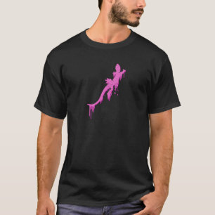 Verstoorde roze salamander met verfdrukking t-shirt