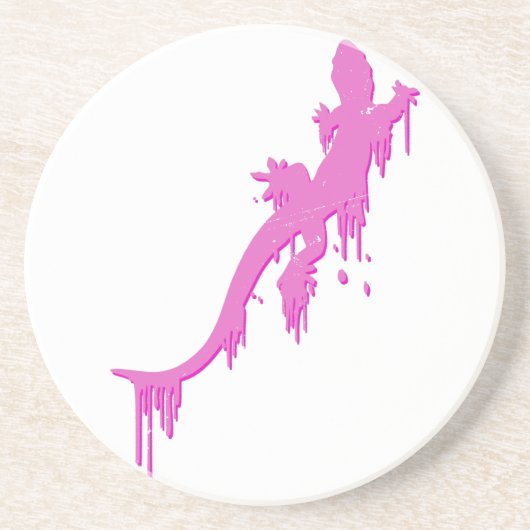 Verstoorde roze salamander met verfdrukking zandsteen onderzetter (Voorkant)