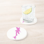 Verstoorde roze salamander met verfdrukking zandsteen onderzetter (Zijkant)