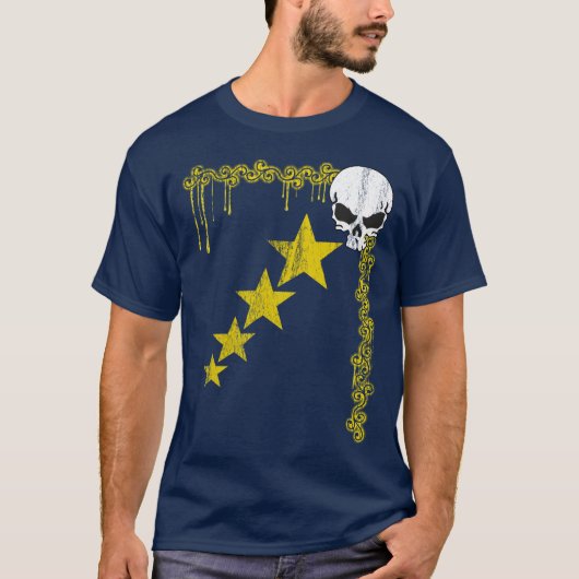 Verstoorde schedel/Star Pattern T-Shirt (geel) (Voorkant)