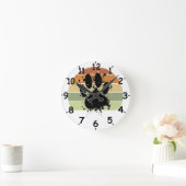 Verstoorde schilderspiegel (Splatter Dog Paw Retro Ronde Klok (Huis)