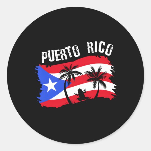 Verstoorde stijl Puerto Rico Frog Puerto Rico Ronde Sticker (Voorkant)