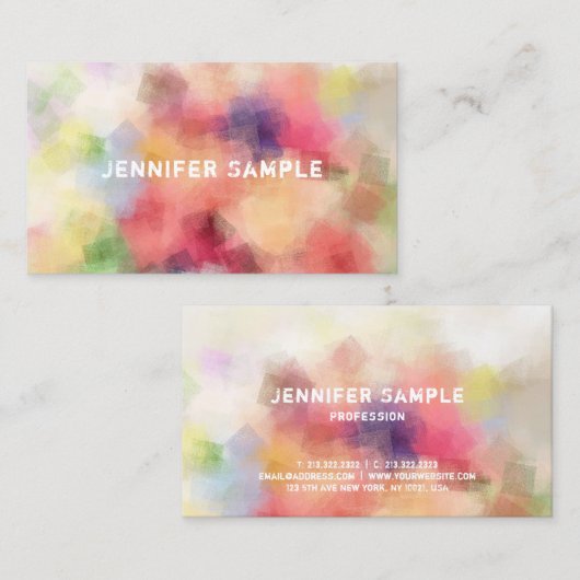 Verstoorde tekst Elegant Moderne Abstracte Sjabloo Visitekaartje (Voorkant / Achterkant)