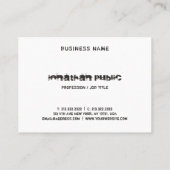 Verstoorde tekst Moderne B&W elegant zwart-wit Visitekaartje (Achterkant)