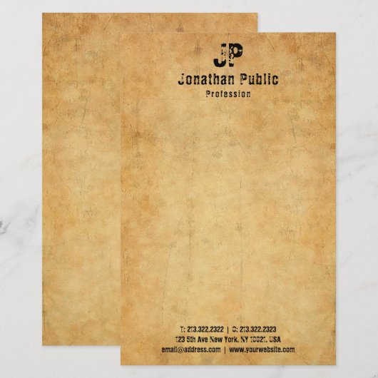 Verstoorde tekst Oud papier ziet Sjabloon (Voorkant / Achterkant)