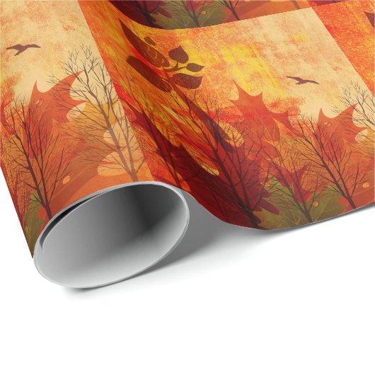 Verstoorde Waterverf over najaarlekken Cadeaupapier (Rol Hoek)