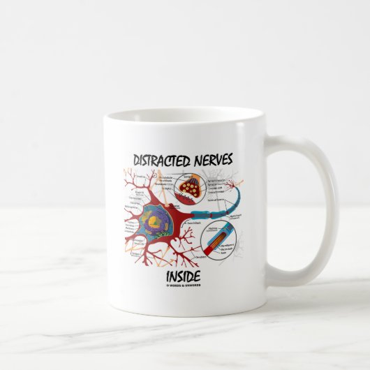 Verstoorde zenuwen binnen (synapse) koffiemok (Rechts)