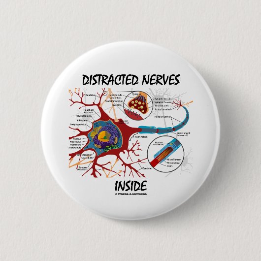 Verstoorde zenuwen binnen (synapse) ronde button 5,7 cm (Voorkant)