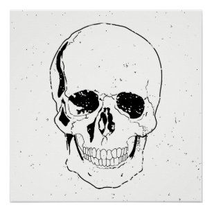Verstoorde zwarte halloween schedel perfect poster