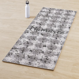 Verstoorde zwarte, witte en grijze kant yogamat