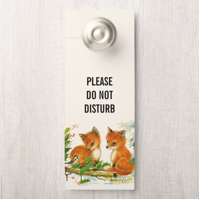 Verstoort de Cute  Foxes Winter Scene niet Deurhanger (Op knop)