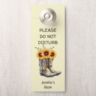 Verstoort geen bijtende Cowboy Boots met zonnebloe Deurhanger
