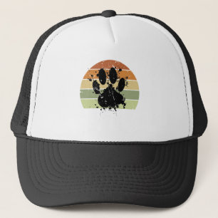 Verstoort verfspatter Dog Afdrukretro Zonneset Trucker Pet