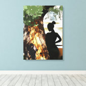 Verstoppen in de schaduw van een boom canvas afdruk (Insitu (Houten vloer))