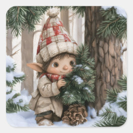 Verstoppertje Elf Vierkante Sticker